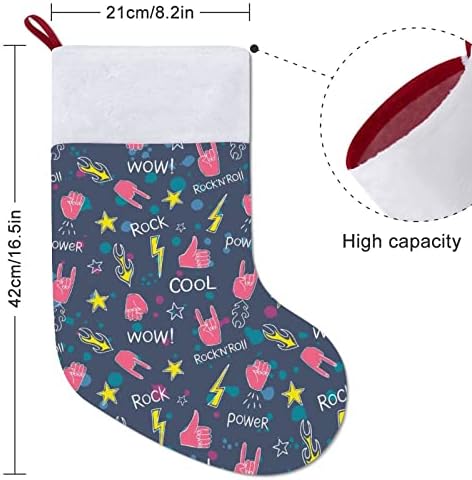 Rock colorido entrega meias de meia de Natal com lareira macia pendurada para a decoração da casa da árvore de Natal
