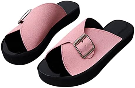 Sandálias de plataforma para mulheres primavera no verão metal fivela chinell slip slipper slipper de dedo de pé para a senhora