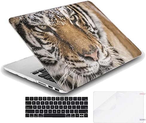 Case Mingdao Compatível com MacBook Pro 13 polegadas, concha de proteção dura com tampa do teclado - Bengala Tiger no inverno Snow -01