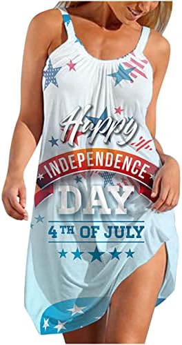 Vestidos femininos para 4 de julho American Flag Tshirts Dress Summer Casual Casual Vestres Independence Day Mini Dress
