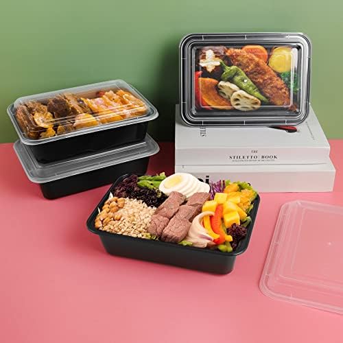Auear, recipientes de preparação para refeições 50 pacote 38 oz - uma caixa de bento de compartimento com tampas - bpa grátis - freezer/microondas/lava -louças