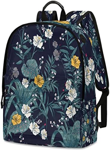 Flores tropicais cfpolar Backpack de couro floral para homens Mulheres de 17,5 pol.