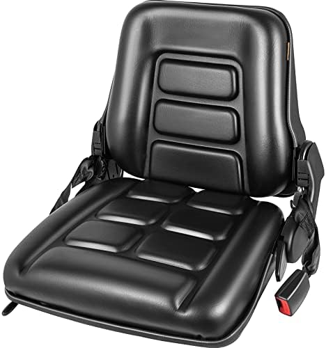 Seat de trator universal vevor, traseiro alto, assento de empilhadeira dobrável com cinto de segurança retrátil, encosto