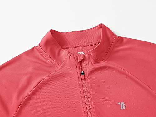 Camisas do sol feminino de Ysento camisas de caminhada de manga comprida 1/4 zip upf 50 camisas de pólo de golfe tops com zíper bolso