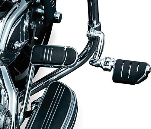 Controles do pé da motocicleta Kuryakyn 7555: Longhorn Offset Trident Duly Highway PEGS com grampos rápidos de magnum para guardas de motor/tubulação de 1-1/4 , cromo, 1 par