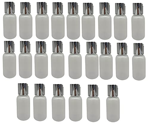 Garrafas de aperto de plástico de 1 oz - 24 pacote - tampa do disco de prata - para óleos essenciais, perfumes, loções