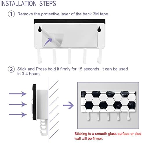Chave da bola de futebol abstrato geométrico e suporte para paredes - cabide com organizador de correio e 5 ganchos, rack adesivo