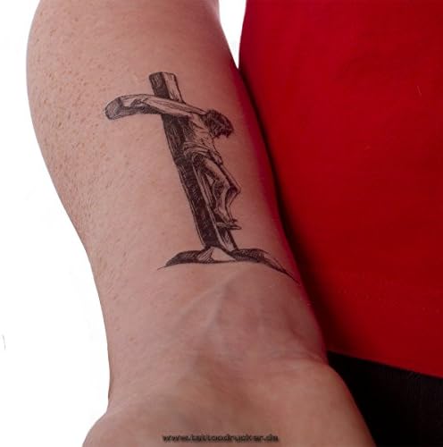 2 x Jesus Cristo Cruz Tattoo - Tatuagem Cruzada Negra