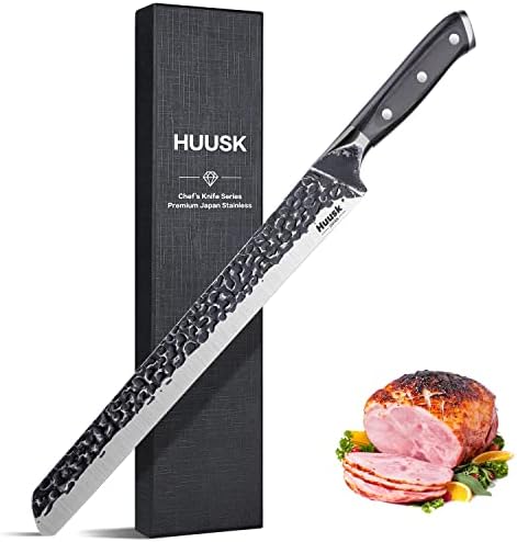 Huusk Japan faca, faca de peito de peito de 12 polegadas Faca de fatia premium de carne forjada faca de corte japonês longa