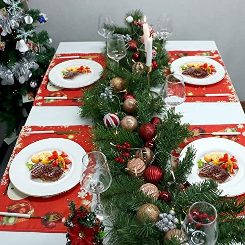 Ginphan Christmas Placemats Conjunto de 4 mantas de mesa de neve de linho, tapetes de mesa para decorações de mesas