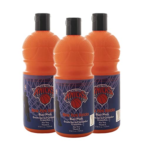 Bathletix NBA New York Knicks Body Wash 17,5 oz, 3 pacote - Perfeito para o Baller em todos nós - Feito com Aloe Vera