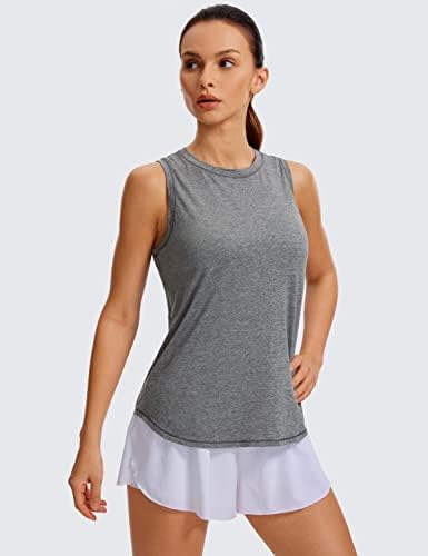 Crz Yoga Tampo leve leve para Women Racerback Sleeseless Workout Tops High Neck Athletic Circhas de corrida