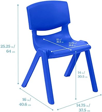 Cadeiras infantis de pilha de 4 pack de pilha de 4 pack de Ecr4kids, 14 pol., Azul