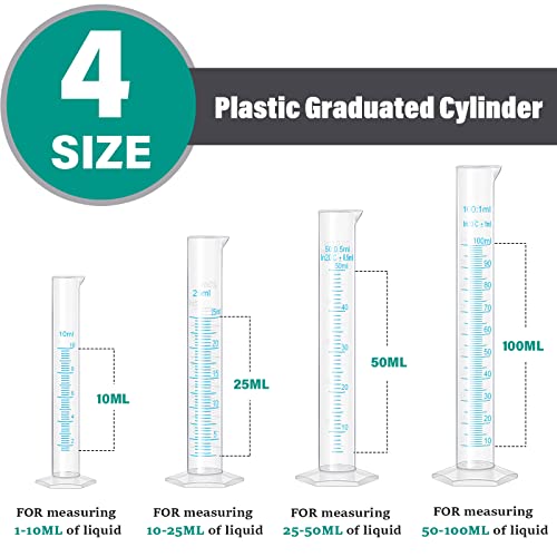 Conjunto de copo de cilindro graduado de plástico de vidro, cilindros de laboratório grossos, copo com 3 gotas de vidro