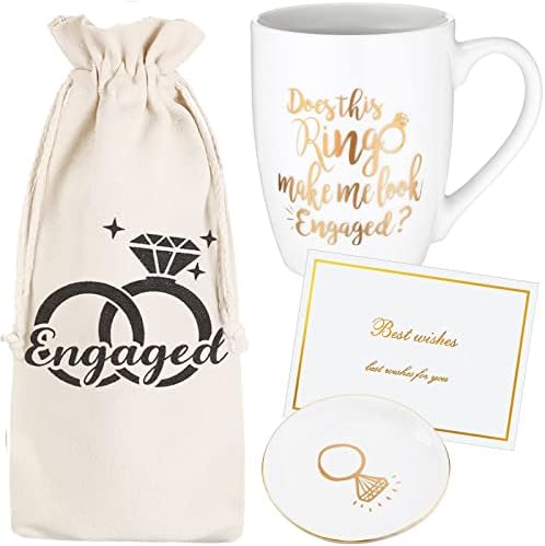 4 PCS Presentes de engajamento para mulheres faz esse anel me deixa com parecer caneca de cerâmica de caneca de Natal MR e Sra.