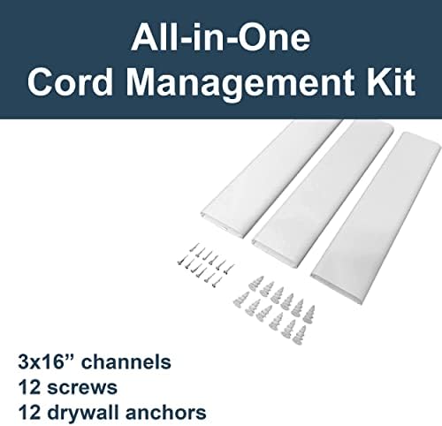 Kit de gerenciamento de cabos Wiremold, tampa de fio e cabo para montagem de parede TV de tela plana, pista de cabo