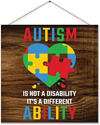 Autismo não é uma incapacidade decoração de arte de parede rústica Autism Autism Sign Patzle Puzzle Support Autístico