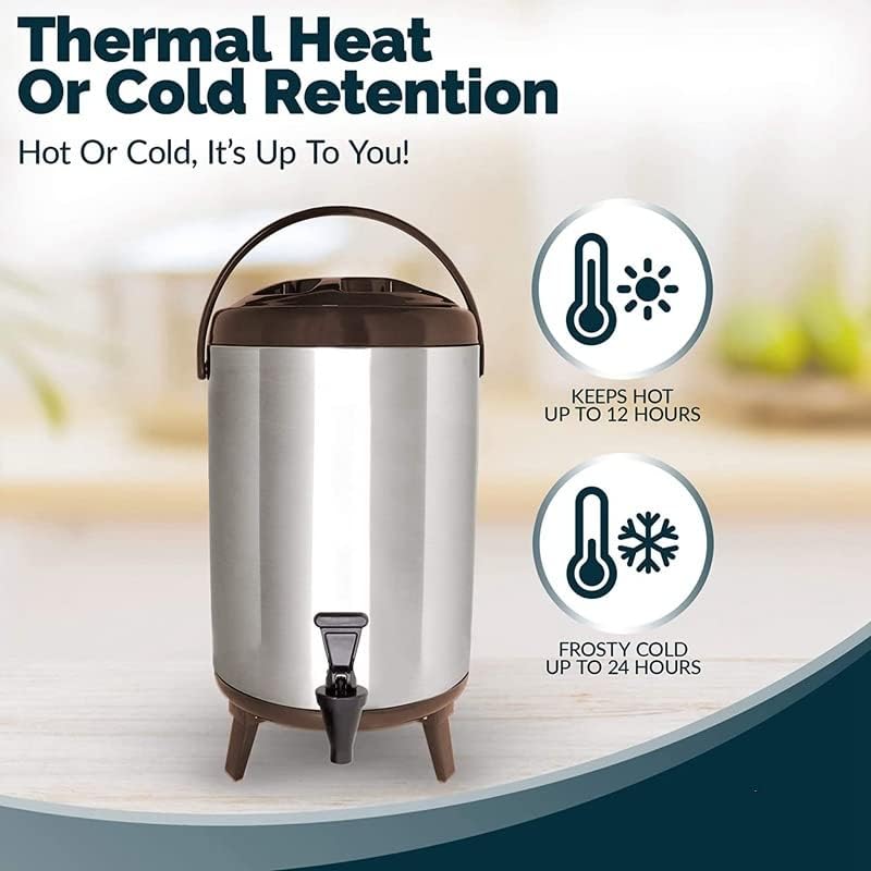 HOUKAI 8 litros de aço inoxidável Isolado Térmico Hot e Cold Beverage Dispensador com Spigot para chá, café e leite