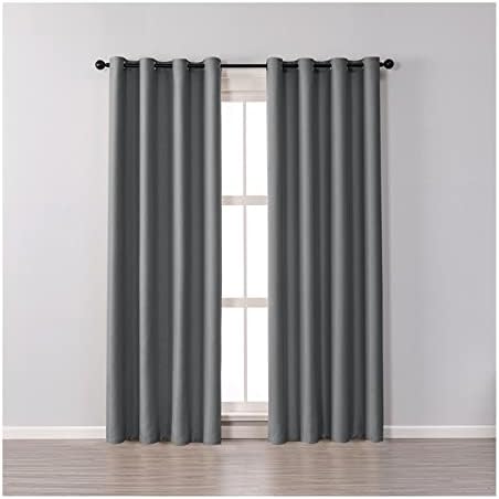 Cortina decorativa Daesar para sala de estar 2 painéis, ilhós de cortina poliéster Cinza escuro Janela de cor sólida Tratamento