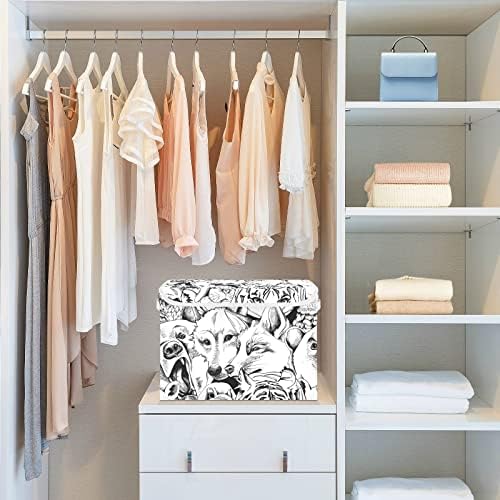 Innwgogo Wolf Fox Parrot Bins com tampas para organizar cesto de armazenamento de calapsibres decorativas com alças Oxford