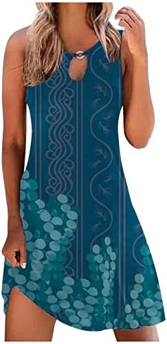 2023 Vestidos para mulheres Summer Summer Casual Cutout Cutout Keyhole Mini Swing Dress Dress Beach Floral Tunic Tshirt Dress