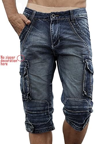 IDOPY HOMENS DEANIM BIKER JEANS SHORTS com zíperes