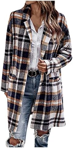 Qtthzzz shacket blazer jaqueta feminina lapel casual lã de lã botão botão de inverno tartan theats do inverno