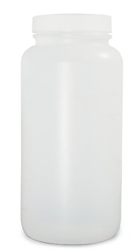 Qorpak plc-05498 garrafa redonda de boca larga de HDPE natural com 53-400 polpa de metal branco/tampa forrada de pe-PE, capacidade