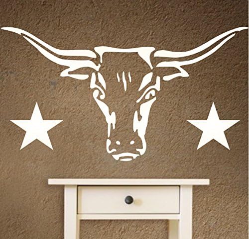Estêncil Longhorn, 15 x 8 polegadas - Caveira de vaca Texas Texas Decorative Farm Animal Stoncys para Modelo de Pintura