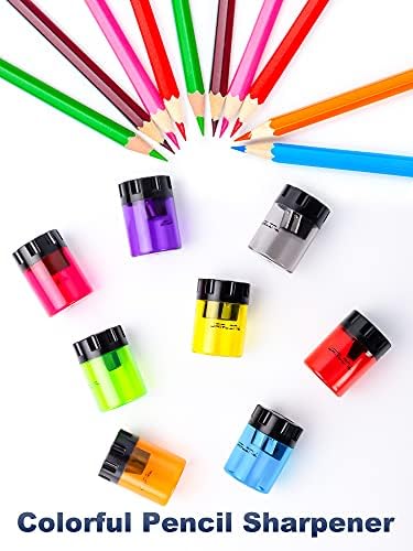 Jarlink 8 Pacote de lápis Manual de lápis, buracos duplos apontadores coloridos para lápis nº 2/colorido/arte, adultos para adultos