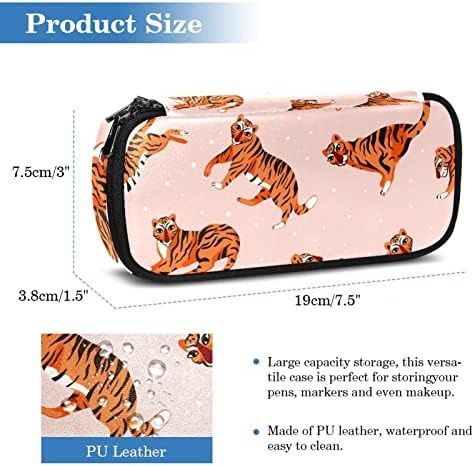 Big Capacidade Case Lápis Case Rosa Animal Tigre Supplies Saco de Maquiagem de Bolsa de Lápis para meninos adolescentes meninas 7.5x3x1.5in