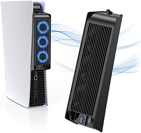 Fã de resfriamento Kiwihome para acessórios PS5, ventilador de refrigerador silencioso atualizado com luz LED, acessórios de resfriamento