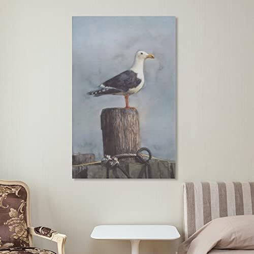 Resumo Poster gaivota no porto pôster Vintage Poster de tela Arte Arte da parede Imprimir impressão moderna do quarto da família