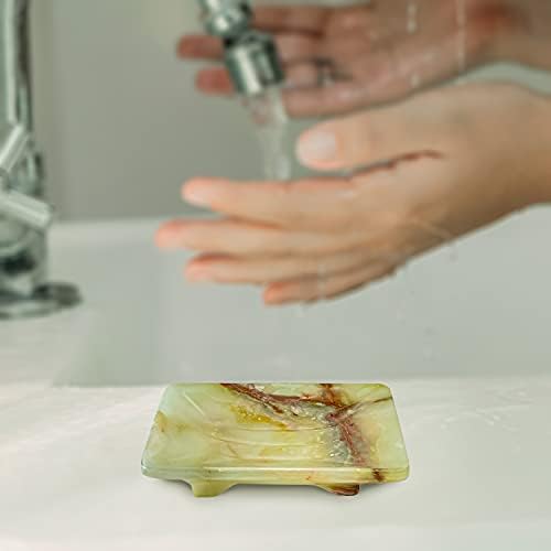 Luxo Handmade Green Calcite Crystal Soap Solder com dreno para banheiro e chuveiro, melhores produtos de banho e bandeja de esponja