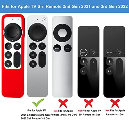 Tokerse Case for Apple TV 4K Siri Remoto 2º Gen 2021 / 3ª Gen 2022 - Soft Silicone Remote Caso Capa Skin para Apple TV 2021 2022 4K / HD Siri Remote Controller - Red