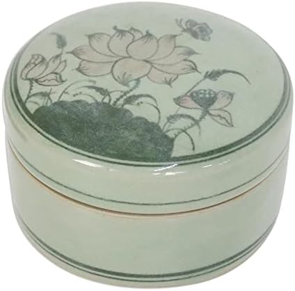 NOVICA Caixa de cerâmica floral decorativa, visão verde, tranquila '