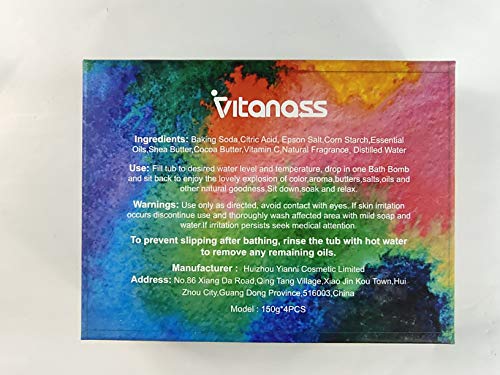 Bombas de banho de nuvem arco -íris de Vitanoss, conjunto colorido de presentes de 4 grandes 5.2 onças de espumante e kit de