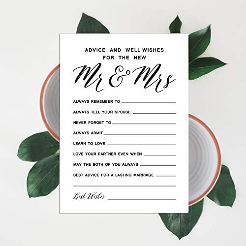 Pacote InkDotpot de 50 cartões de conselho branco clássicos, conselhos e desejos para a noiva e o noivo, o Sr. e a Sra.