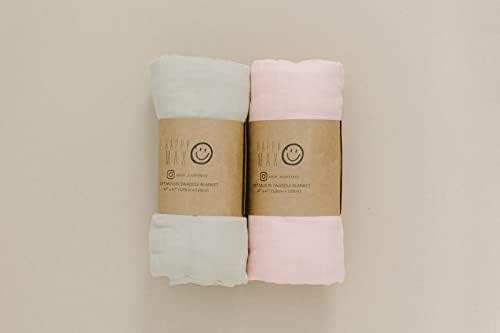[2 pacote] Happy Max Muslin Swaddle Wrap & Blanket para menino/menina, 70% de bambu/30% de algodão orgânico, cores mais macias,