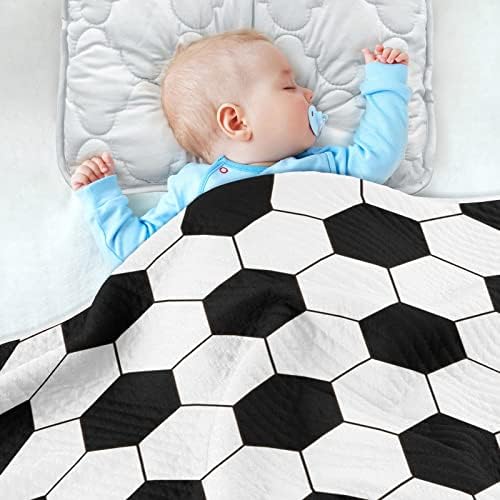 Cobertor de futebol hexagon de cobertor, manta de algodão para bebês, recebendo cobertor, cobertor leve e macio para berço, carrinho,