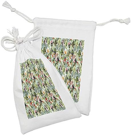 Papô de papéis de papagaios lunaráveis ​​Conjunto de bolsas de 2, ilustração com tema da selva com padrões de retalhos