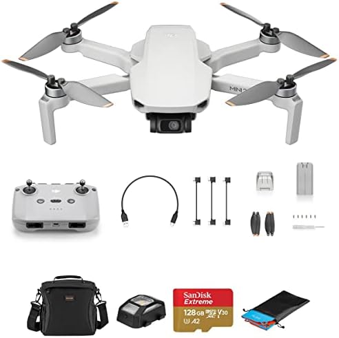 Pacote de drone dji mini 2 SE com cartão microSD de 128 GB, bolsa de ombro, luz de colisão anit, bloco de pouso