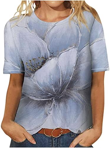 Mulheres todas as estampas florais tops vintage de verão camiseta casual shir