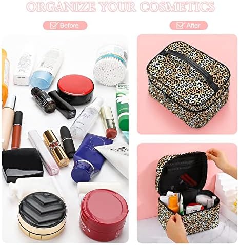 Bolsa de maquiagem Boogobing Caso da bolsa de cosméticos de leopardo Storge, itens essenciais para mulheres, organizador de higiene pessoal de viagem, MBW12