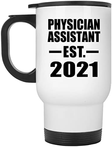 Projeta o assistente médico estabelecido est. 2021, caneca de viagem branca de 14 onças de aço inoxidável copo isolado, presentes