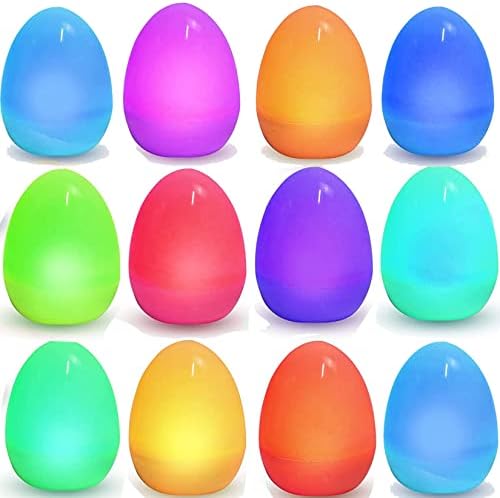 Luzes de LED de ovos de Páscoa Qiaoidea, luz noturna de ovo multicolorida, 12 pacotes de bateria de bateria de bateria de páscoa.