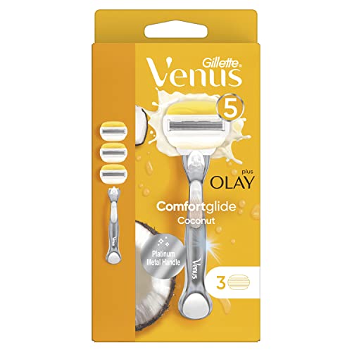 Gillette Venus Comfortglide Coconut com Razor de Olay Women + 3 Razor Refills, lubrastrip com um toque de vitamina E