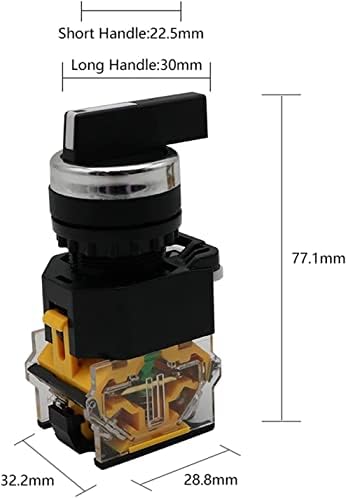 Twrqa 22mm seletor botão rotativo trava momentânea 2NO 1NO1NC 2 3 Posição DPST 10A 400V Power Switch On/Off