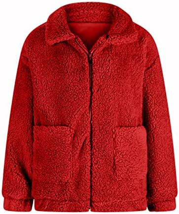 2022 Moda de inverno Casaco de lapeece lapuece Fuzzy Faux Shearling Shaggy Jacket quente zíper de tamanho grande Teddy Outwear
