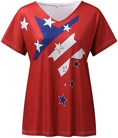 4 de julho Camisetas Mulheres Camisas de bandeira dos EUA
